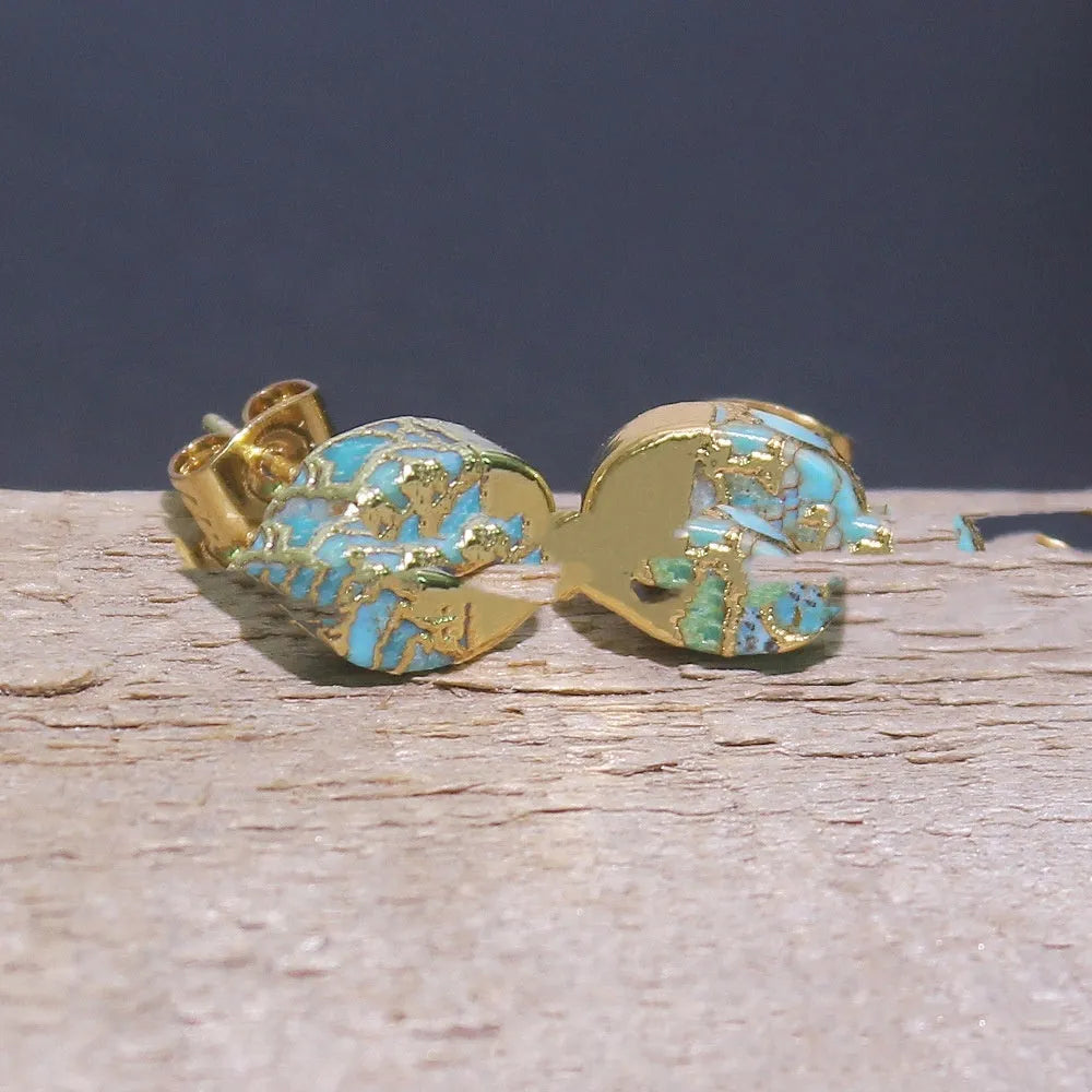 Natural stone bohemian stud earrings irregular unisex design colour ER1031