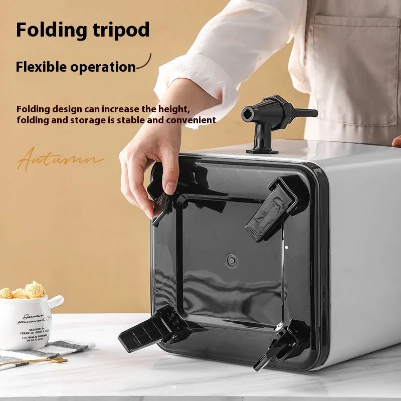 Silver stainless steel milk tea bucket with 8-litre capacity for commercial beverage storage