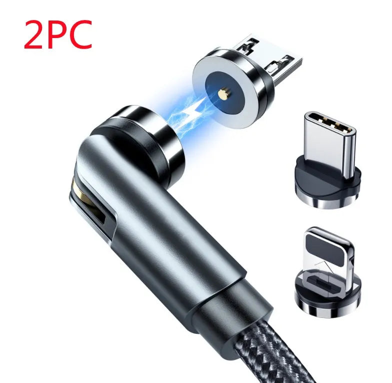 Essager 360-degree rotating magnetic USB charging cable with blue LED indicator and aluminium alloy shell