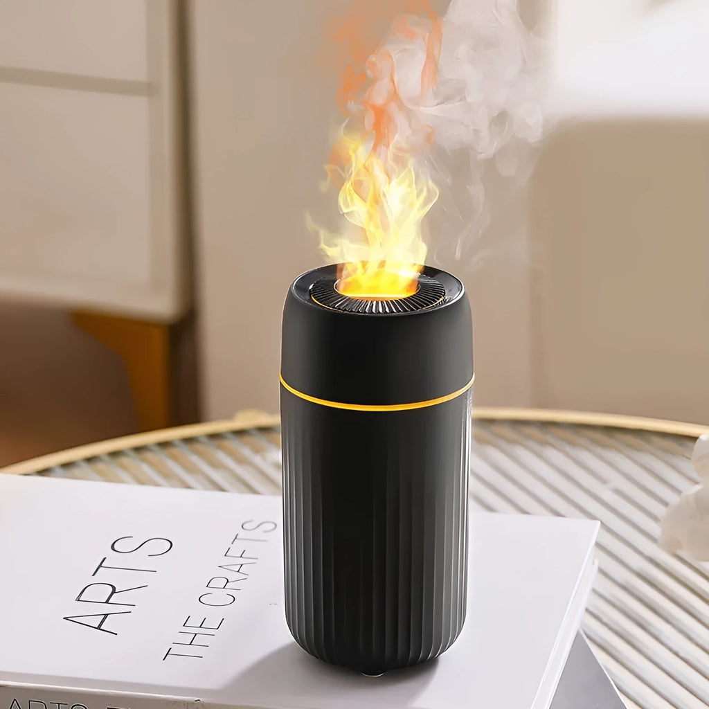 Car simulation flame aroma diffuser automatic sprayer black white ABS plastic 70x70x143mm