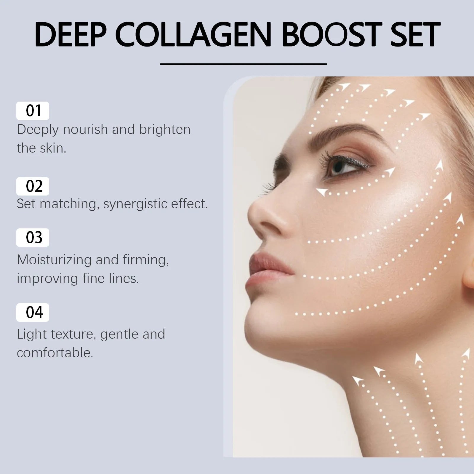 Collagen moisturising facial mask set with 30ml essence bottle for skin hydration treatment