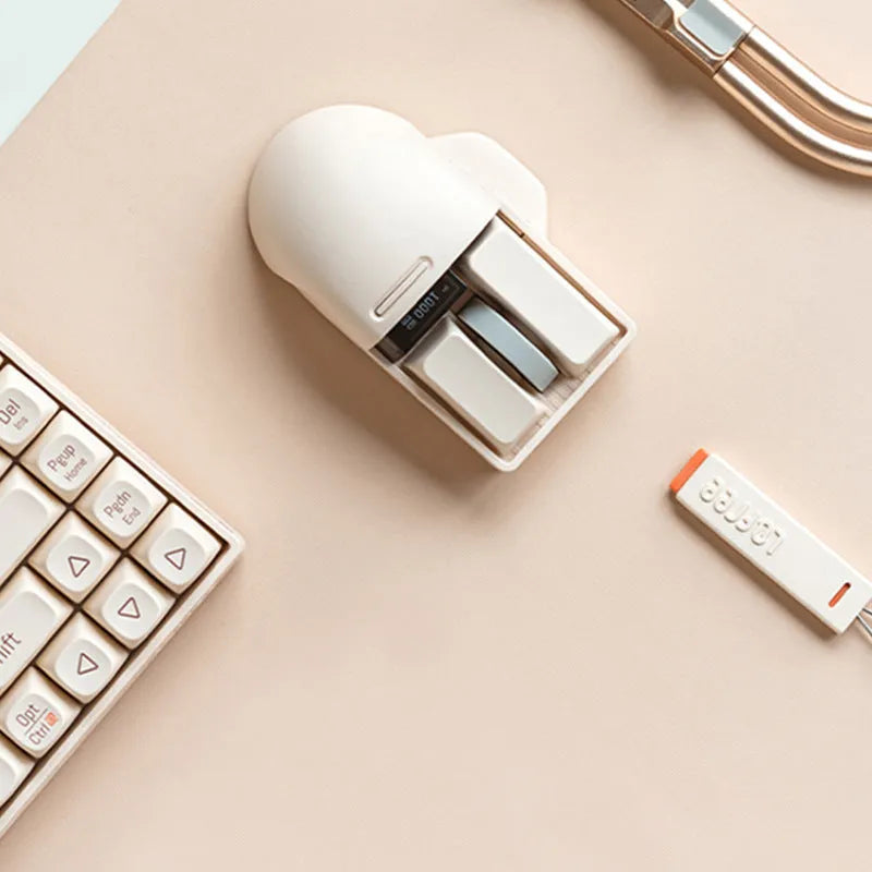 Xiaoqiao wireless computer mouse with ergonomic shape and seven buttons in tofu colour finish