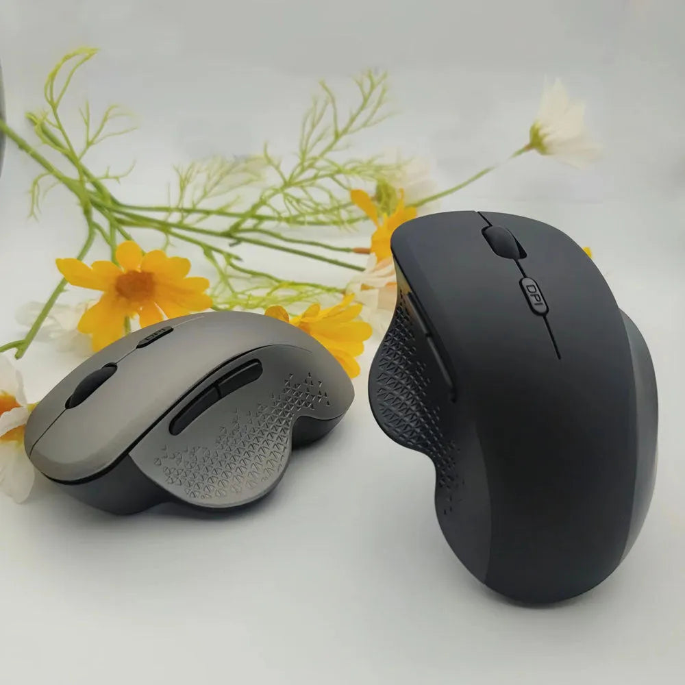 Wireless USB computer mouse with self-charging in black and grey colour options