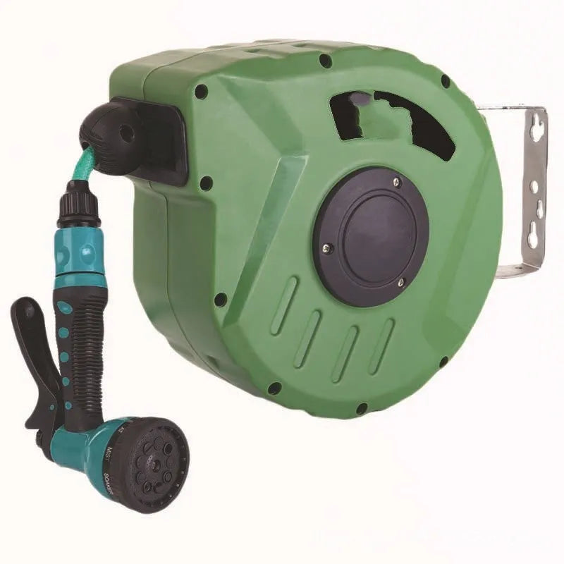 Automatic retractable hose reel with 10 metre PVC pipe for car washing and garden watering
