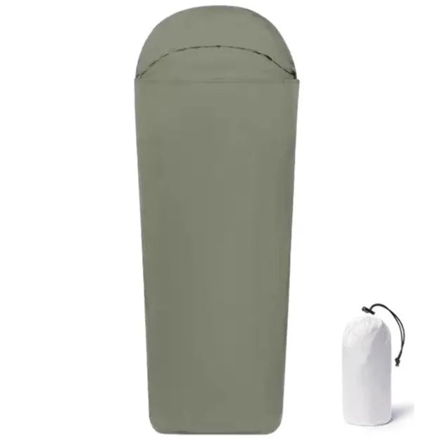 Blue and green lightweight nylon mummy sleeping bag for adult camping