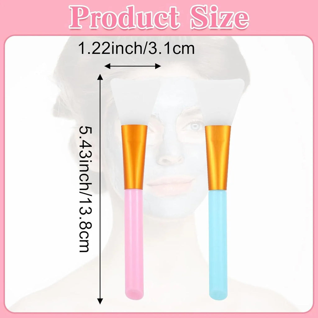 Reusable silicone face and body mask applicator brush in six colour options on a white background.