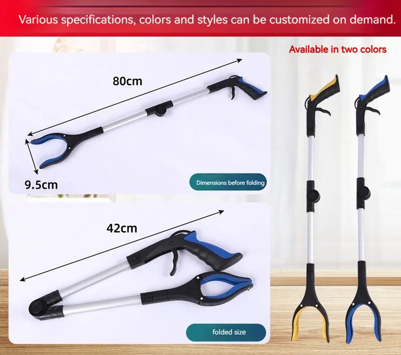 Aluminium folding garbage clamp with magnetic sucker in blue handle colour
