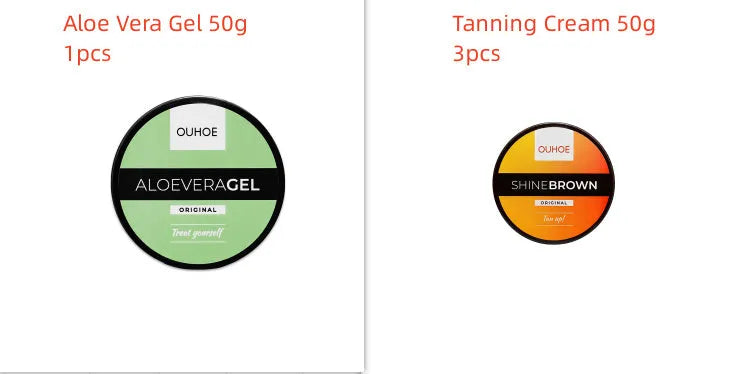 Intensive tanning luxe gel body tanning cream and aloe vera after sun repair set in 50g pots