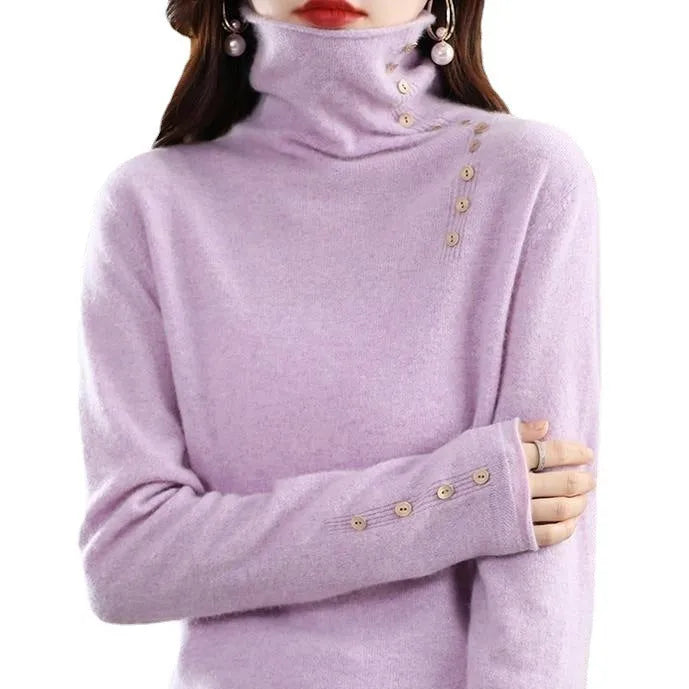 Knitted bottoming shirt in core-spun yarn showing front view with regular sleeves and 3D pattern details