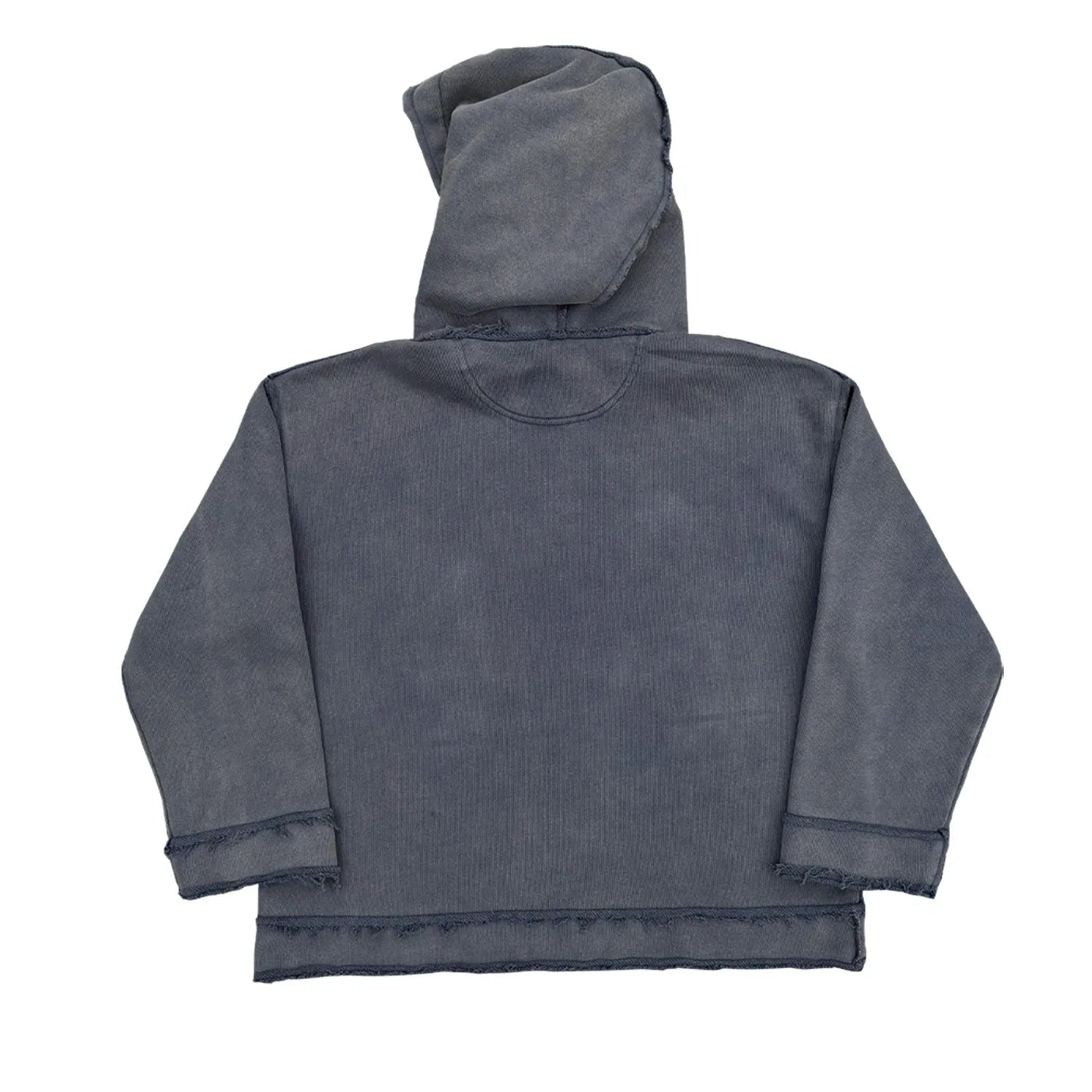 Dark blue reverse colour hoodie sweater with a front kangaroo pocket and hood.