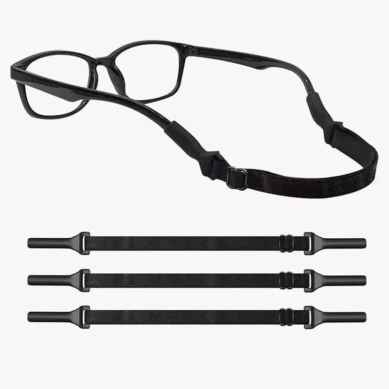 Black adjustable glasses cord with silicone earpiece attachments and fibre rope