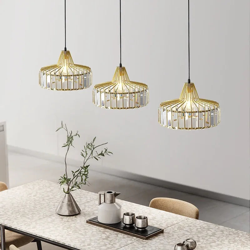 Modern crystal chandelier droplight in black or gold finish with LED colour changing lights