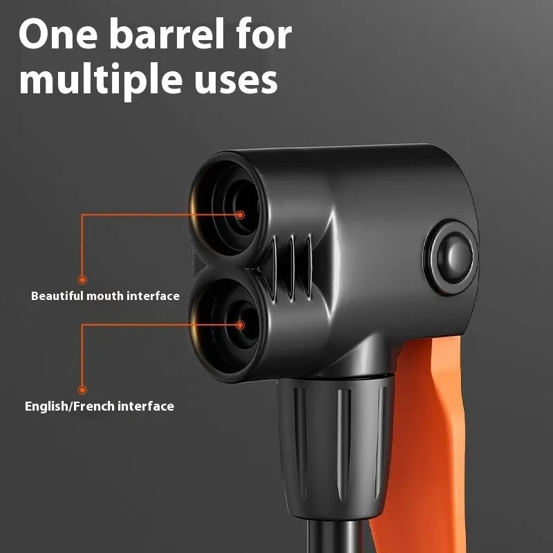 Foot tire pump for bicycle and motorcycle high pressure portable automobile air inflator with iron body and 170cm length