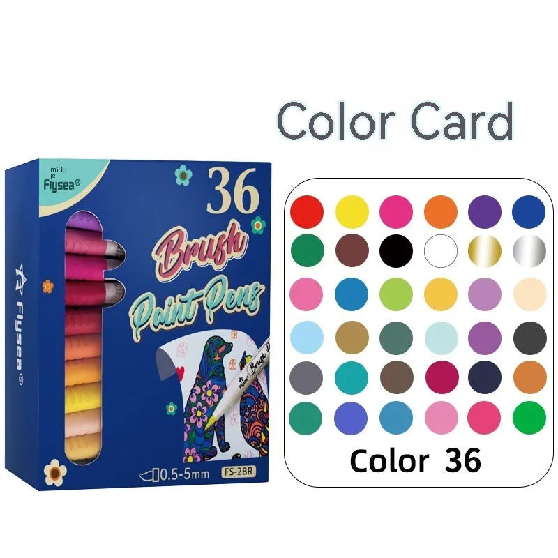 Set of gouache paint markers with soft flexible nibs for hand lettering and art projects