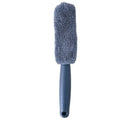 Microfiber long handle car wash tire brush in blue and gray, 29x5x4.5cm for wheel hub cleaning