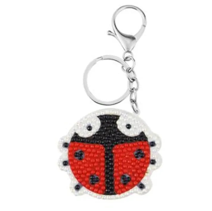 Animal diamond painting keychain kit with Ladybird design and colourful resin rhinestones
