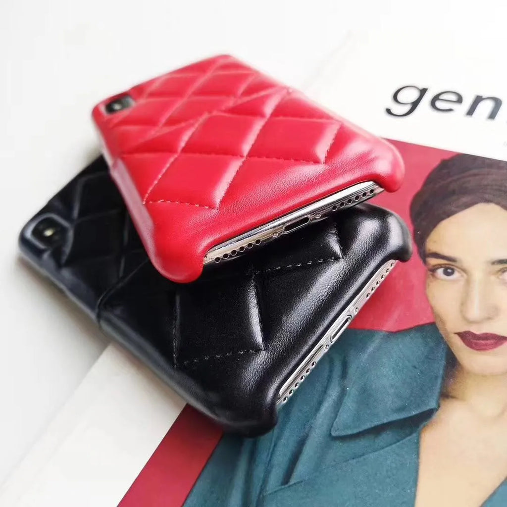 Leather phone case for iPhone XS Max, XR, 6, 7, 8 Plus in black pink red