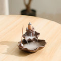 Ceramic reverse flow incense burner with purple clay and New Chinese style design