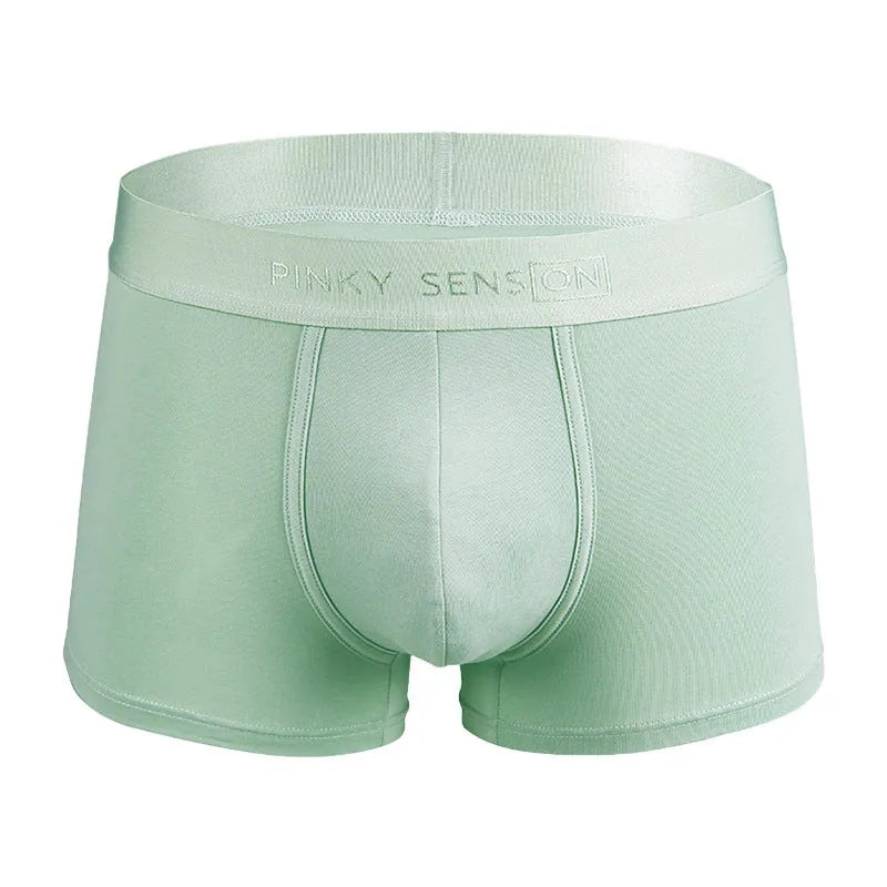 Men's solid colour cotton boxer shorts in black, white, silver grey, or light green