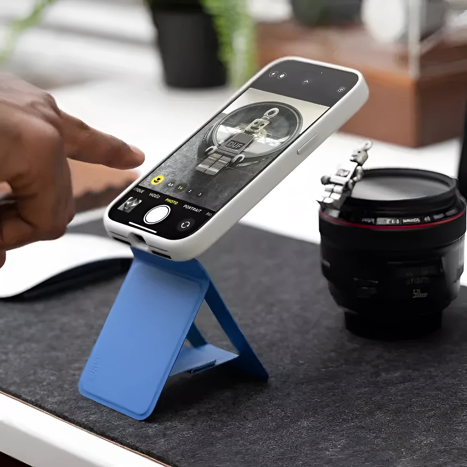 Black magnetic mobile phone holder case showing front view with dimensions 96.5mm by 63.5mm.