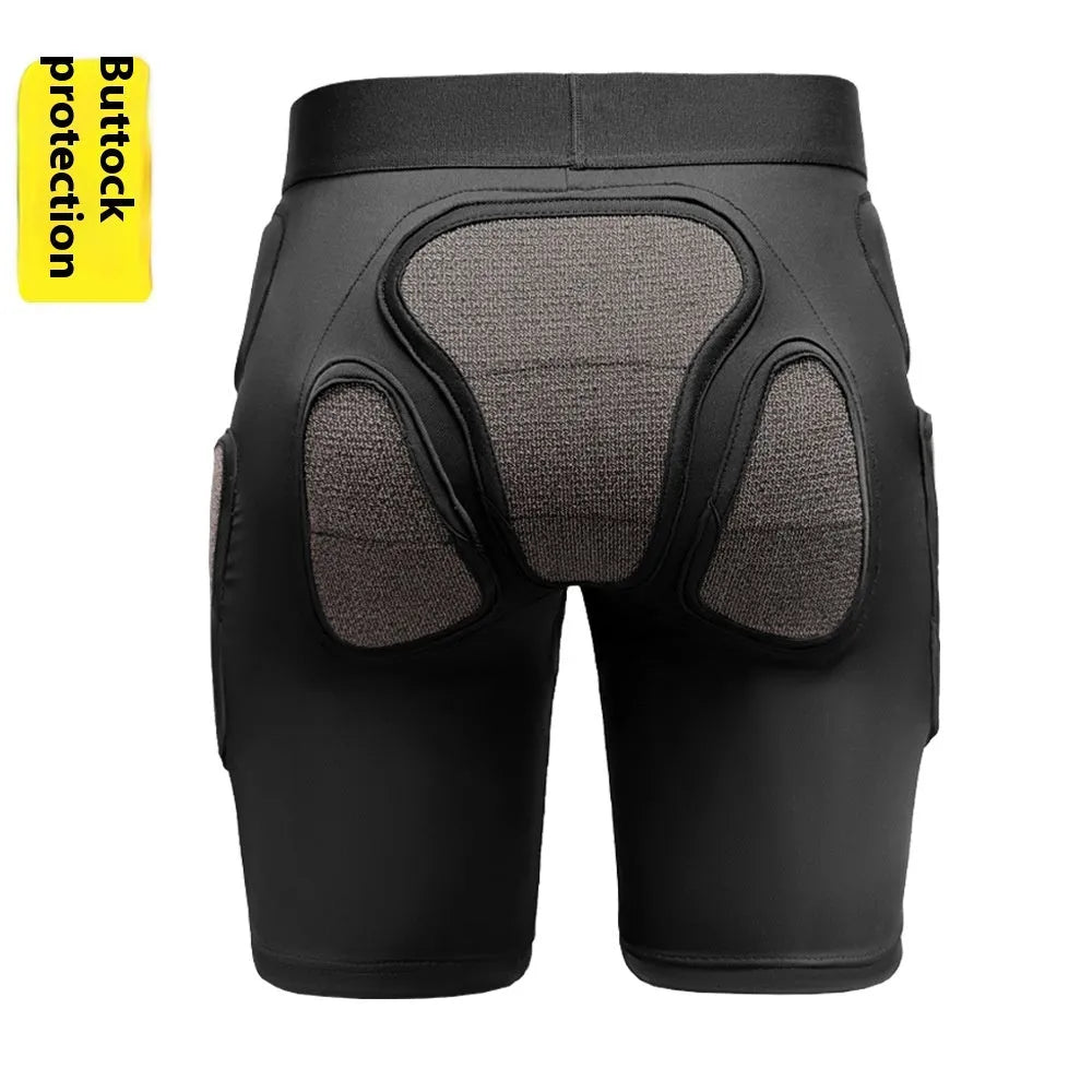 X-ray diffraction ski protective gear showing hip pad and knee pad for impact sports.