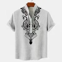 Men's loose fit striped casual shirt on a hanger, available in various colours and sizes.