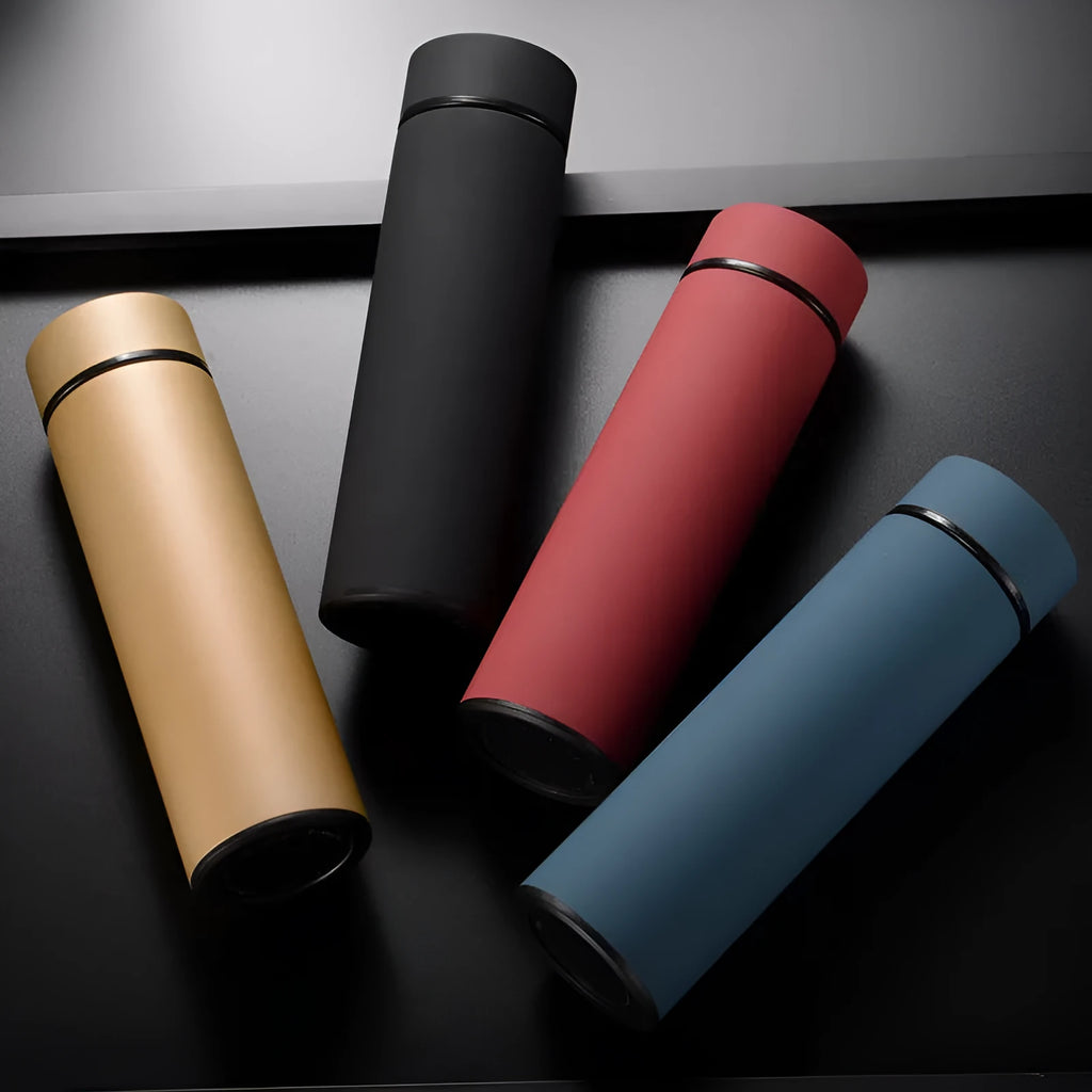 450ml stainless steel vacuum insulated water bottle with copper coating in black, red, gold, or blue