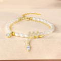 Pearl snake 925 sterling silver beaded bracelet, New Chinese style, electroplated gold colour finish