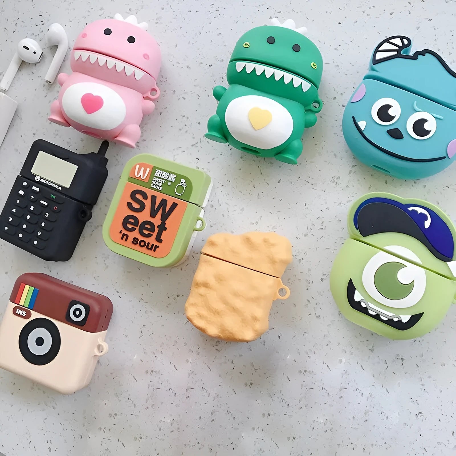 Animal cartoon design silicone case for AirPods 1 and 2 generation in multiple colours