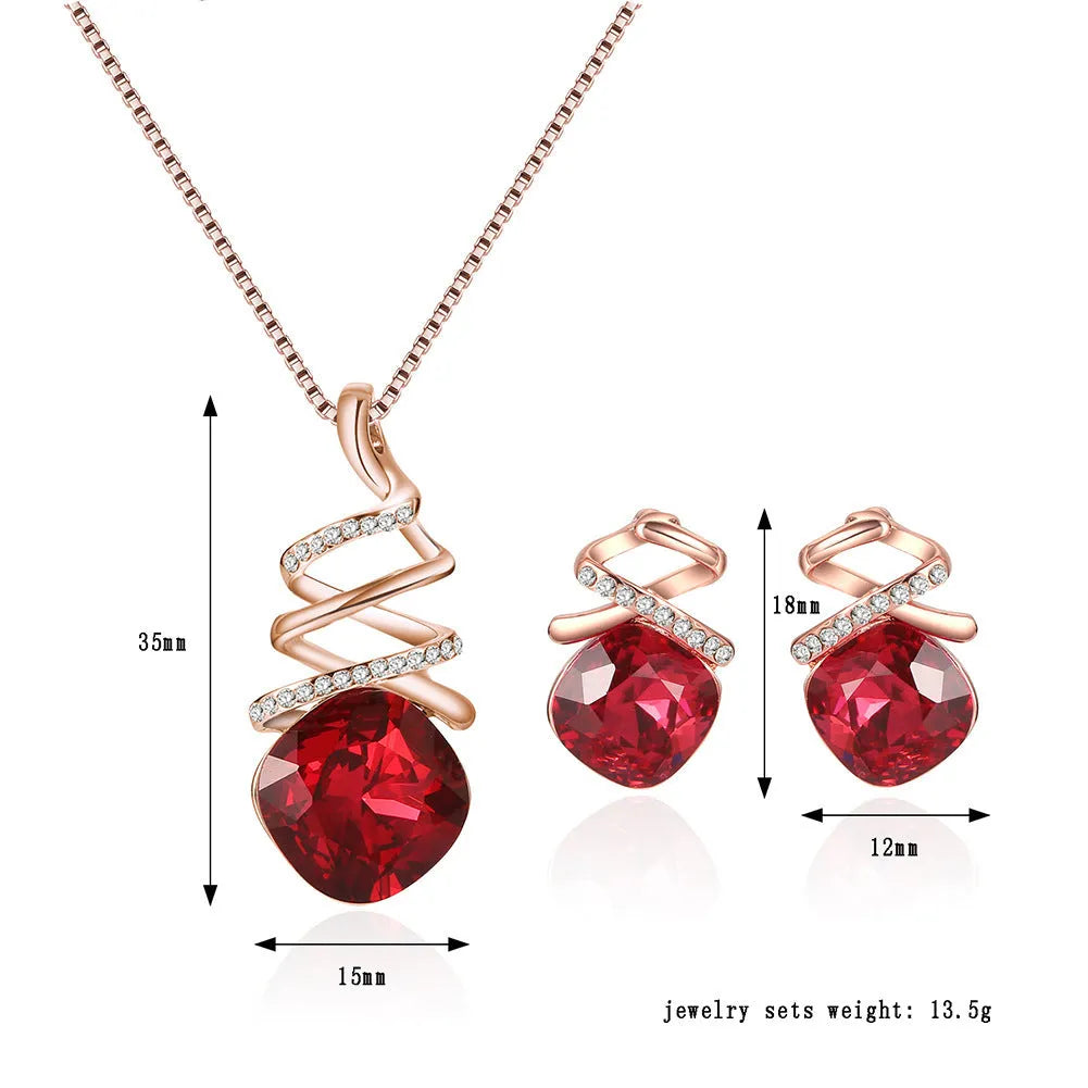 Women's bridal jewellery set with alloy necklace and earrings featuring water wave chain design