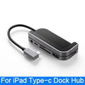 Silver aluminium grey USB-C 6-in-1 docking station for iPad Pro tablets