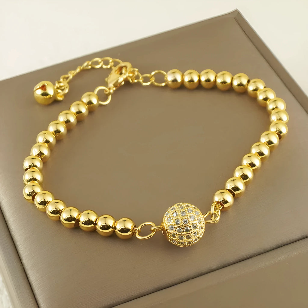 Women's copper bracelet with heart shape design and single zircon decorative element
