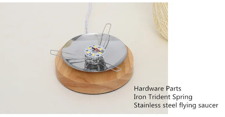 Natural hemp twine Sepak Takraw desk lamp with solid wood base in brown colour