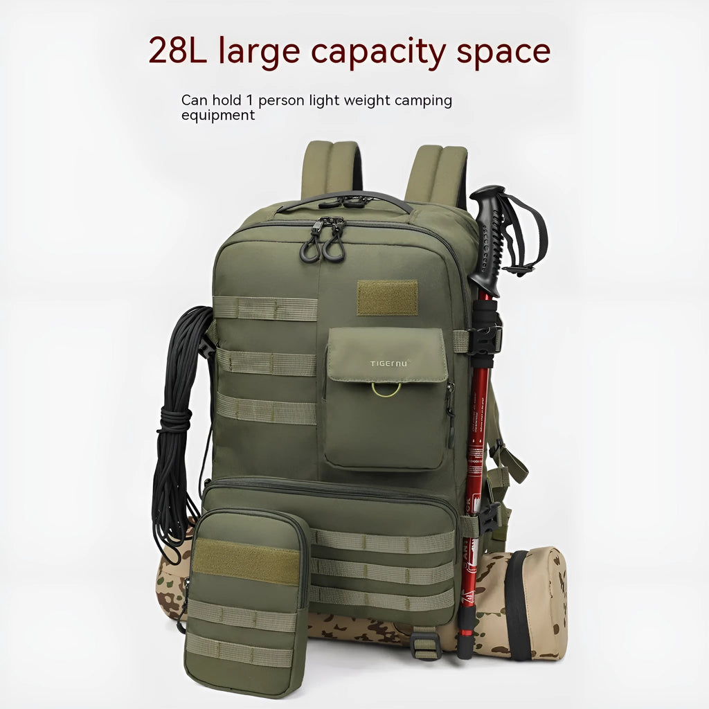 Army Green waterproof tactical backpack with 20-35L capacity for outdoor sports