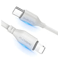 White braided USB-C to Lightning cable with reinforced connectors shown at 0.5m length