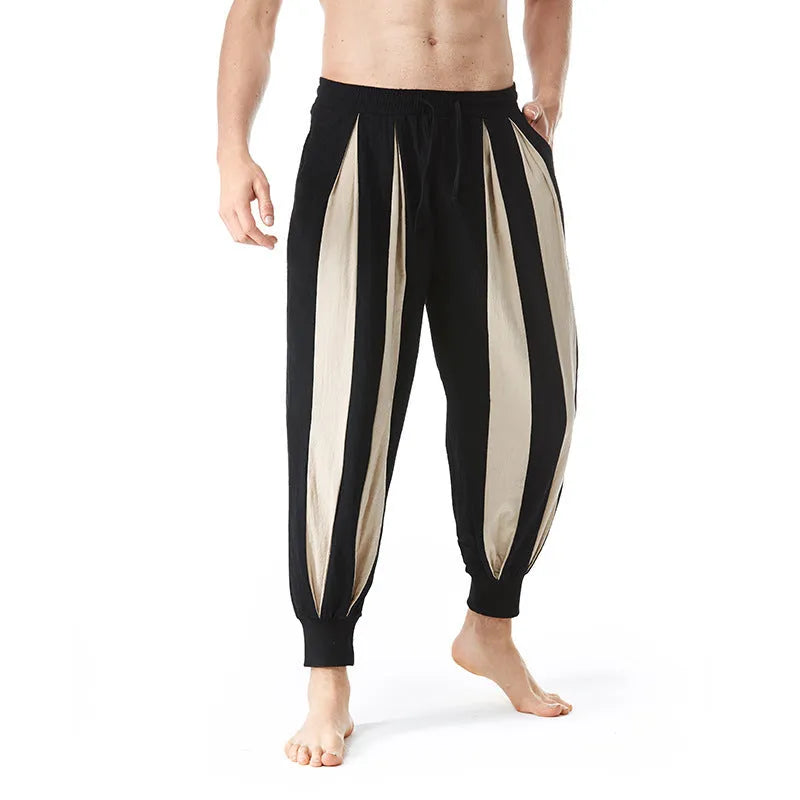 Men's straight-fit casual trousers in polyester available in four colours: red, khaki, yellow, brown