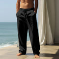 Men's solid colour casual cotton trousers in gray shown on a model.