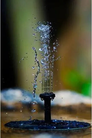 Black solar-powered floating garden fountain with multiple nozzles for birdbaths and small ponds