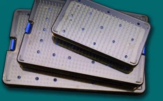 Silicone disinfection box in three different sizes for UV light cleaning on a white background.