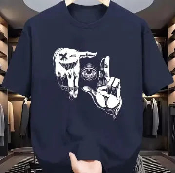 Men's mesh breathable casual round neck short sleeves pullover with cartoon digital print in bird eye cloth polyester fabric