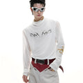 Black and white mesh ice-feel slim fit long sleeve bottoming shirt for layering
