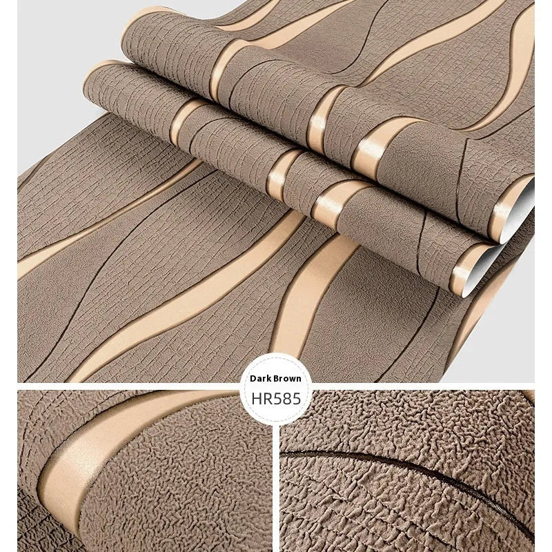 Curve stripe 3D decorative wallpaper roll in upgraded super thick deerskin velvet texture