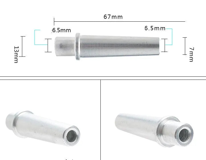 Small black and blue gravity feed pneumatic sandblasting gun with nozzle.