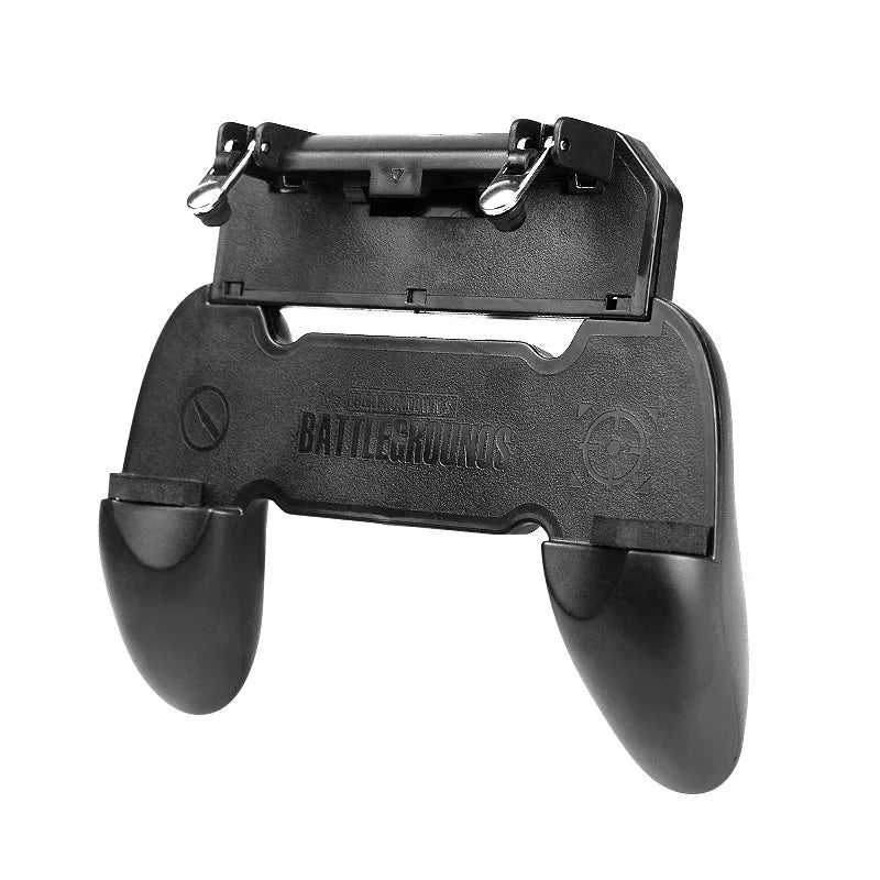 Black plug-in mobile phone gaming handle controller with physical grip supports