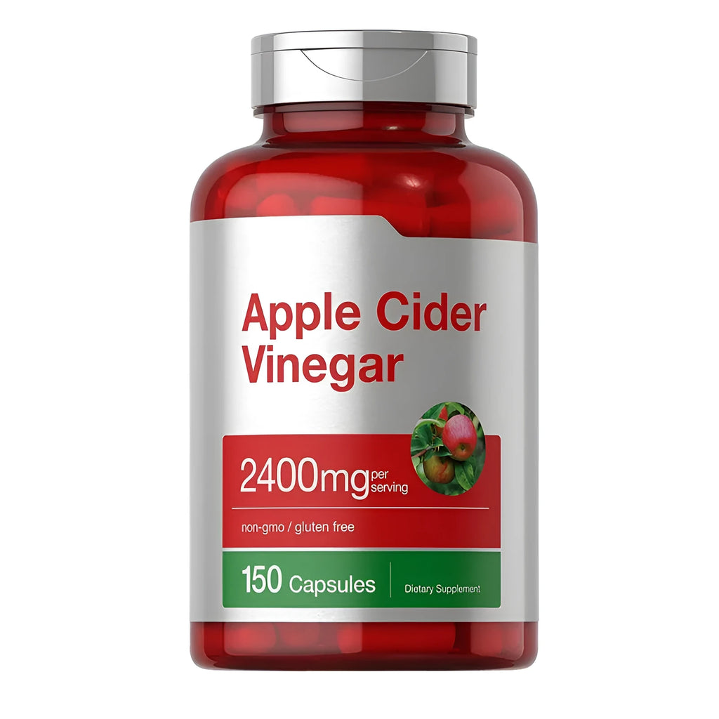 Bottle of 150 apple vinegar capsules for daily health supplementation