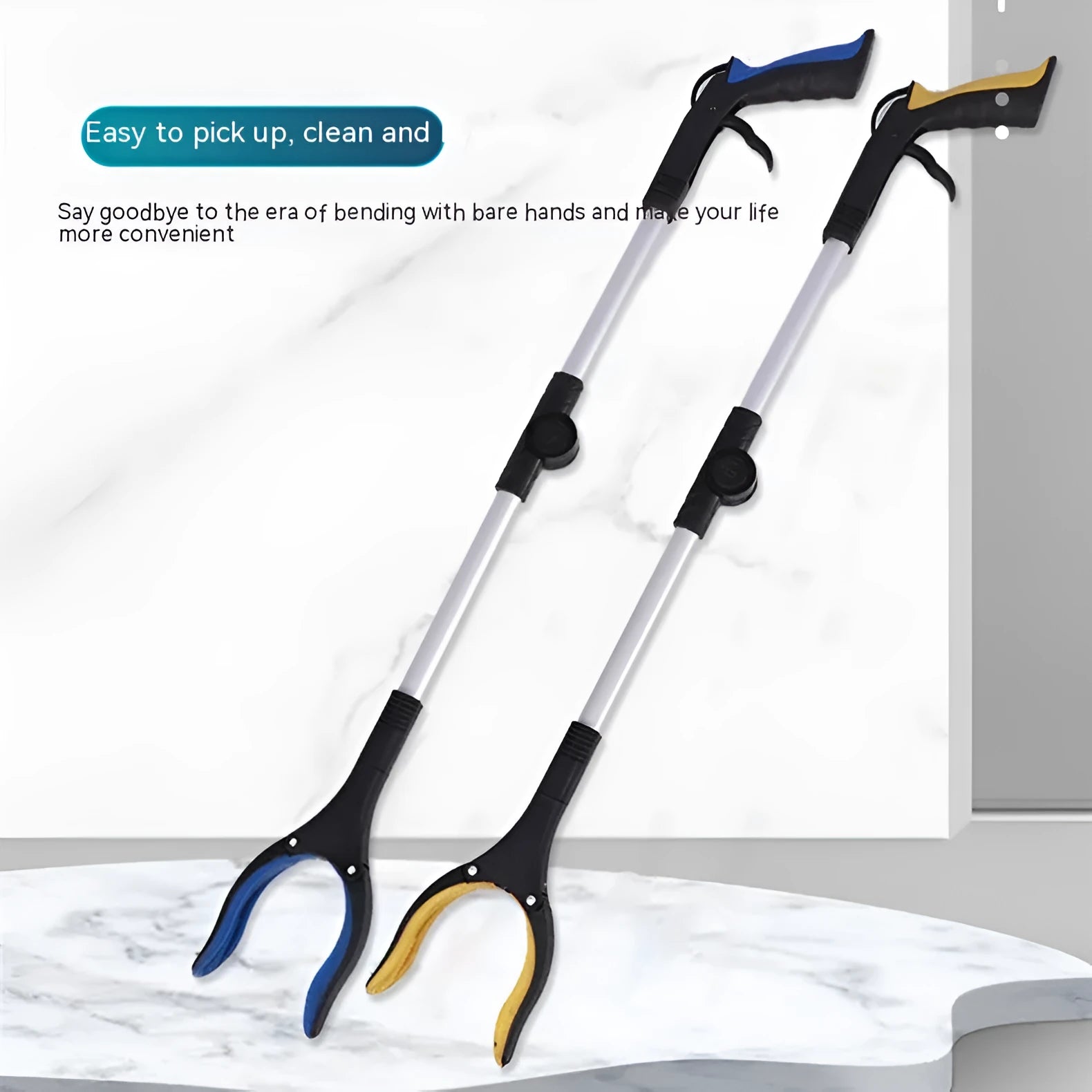 Aluminium folding garbage clamp with magnetic sucker in blue handle colour