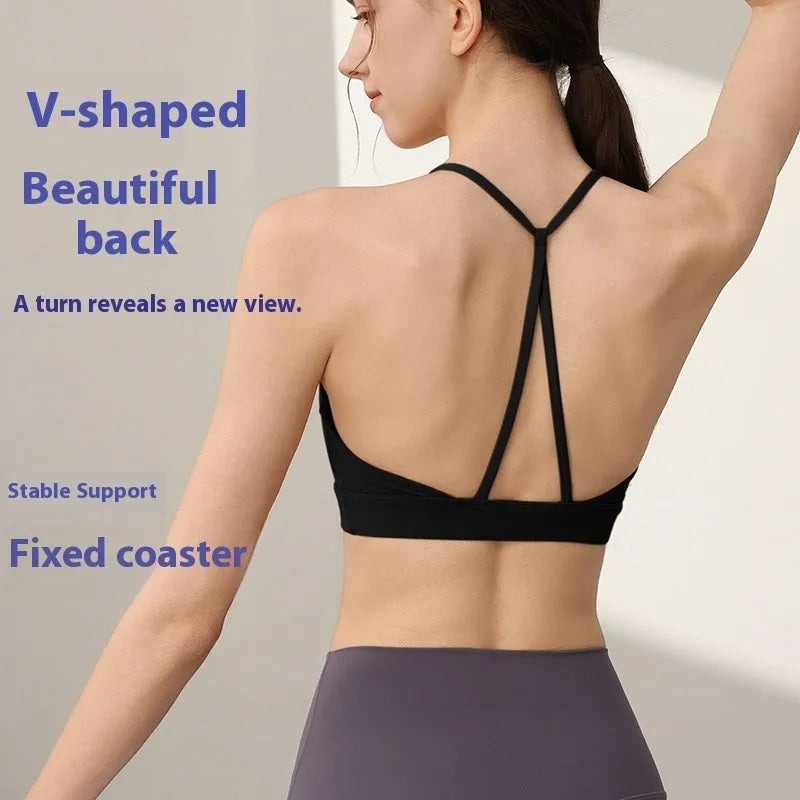 Women's nylon sports vest in green tea green colour with fixed double shoulder straps.