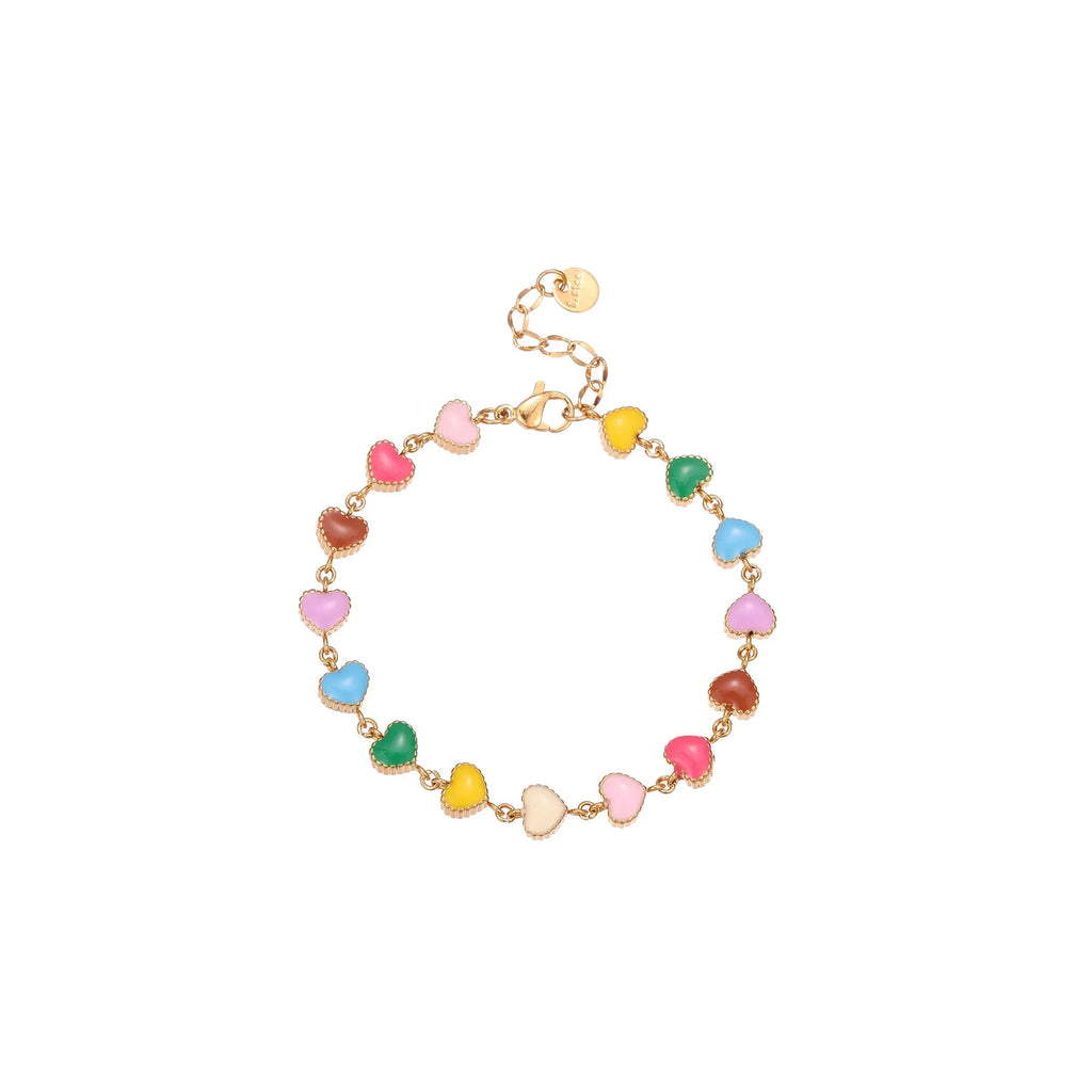 Women's titanium steel bracelet with oil-filled heart pendant in gold or steel finish