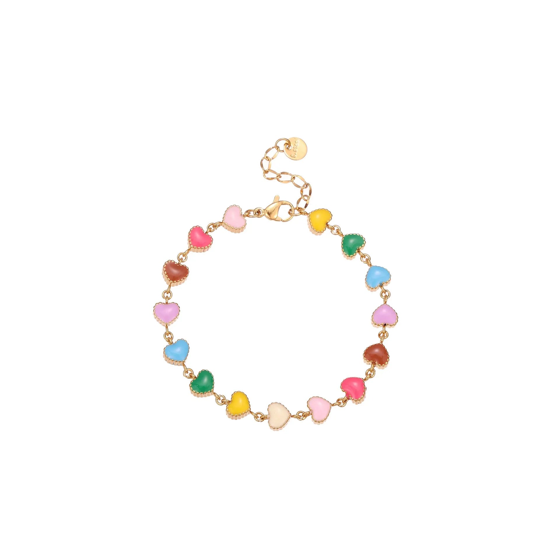 Women's titanium steel bracelet with oil-filled heart pendant in gold or steel finish
