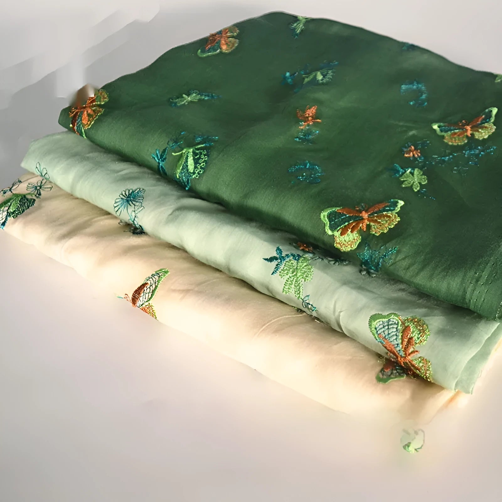Pure ramie embroidery cloth fabric for Hanfu costumes showing texture and colour options